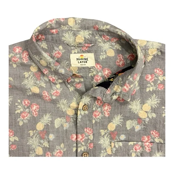Marine Layer Floral Short Sleeve Shirt - Size M - Picture 4 of 7